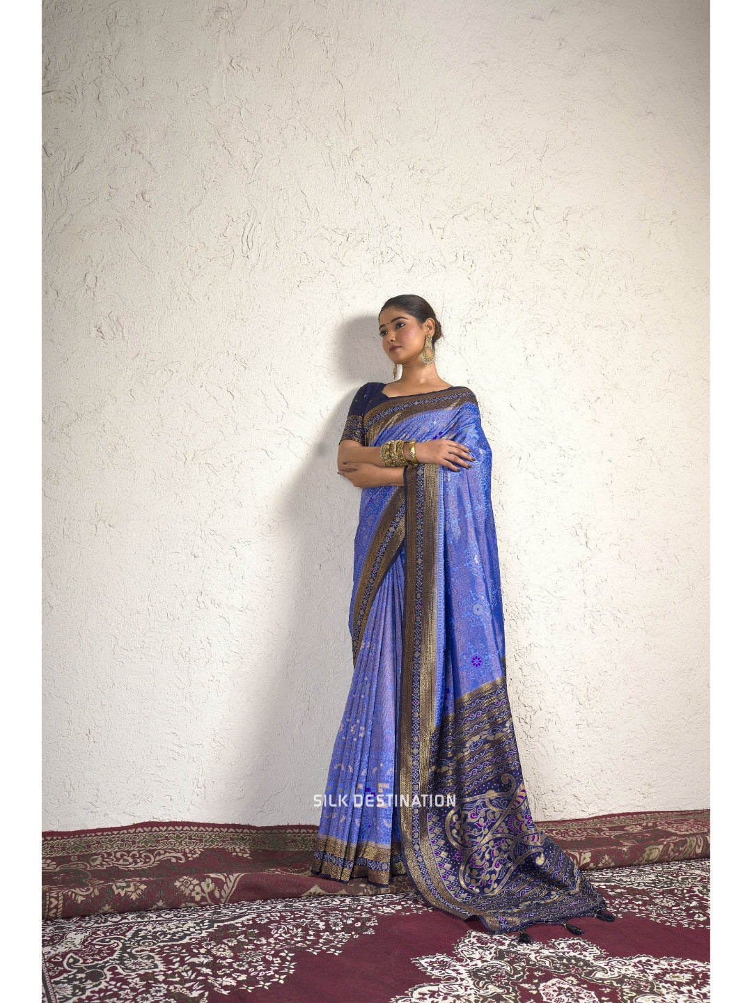 Samudrika Saree: Baby Blue & Bold Blue Pallu with traditional Pasapalli motifs | Sambalpuri Silk Saree