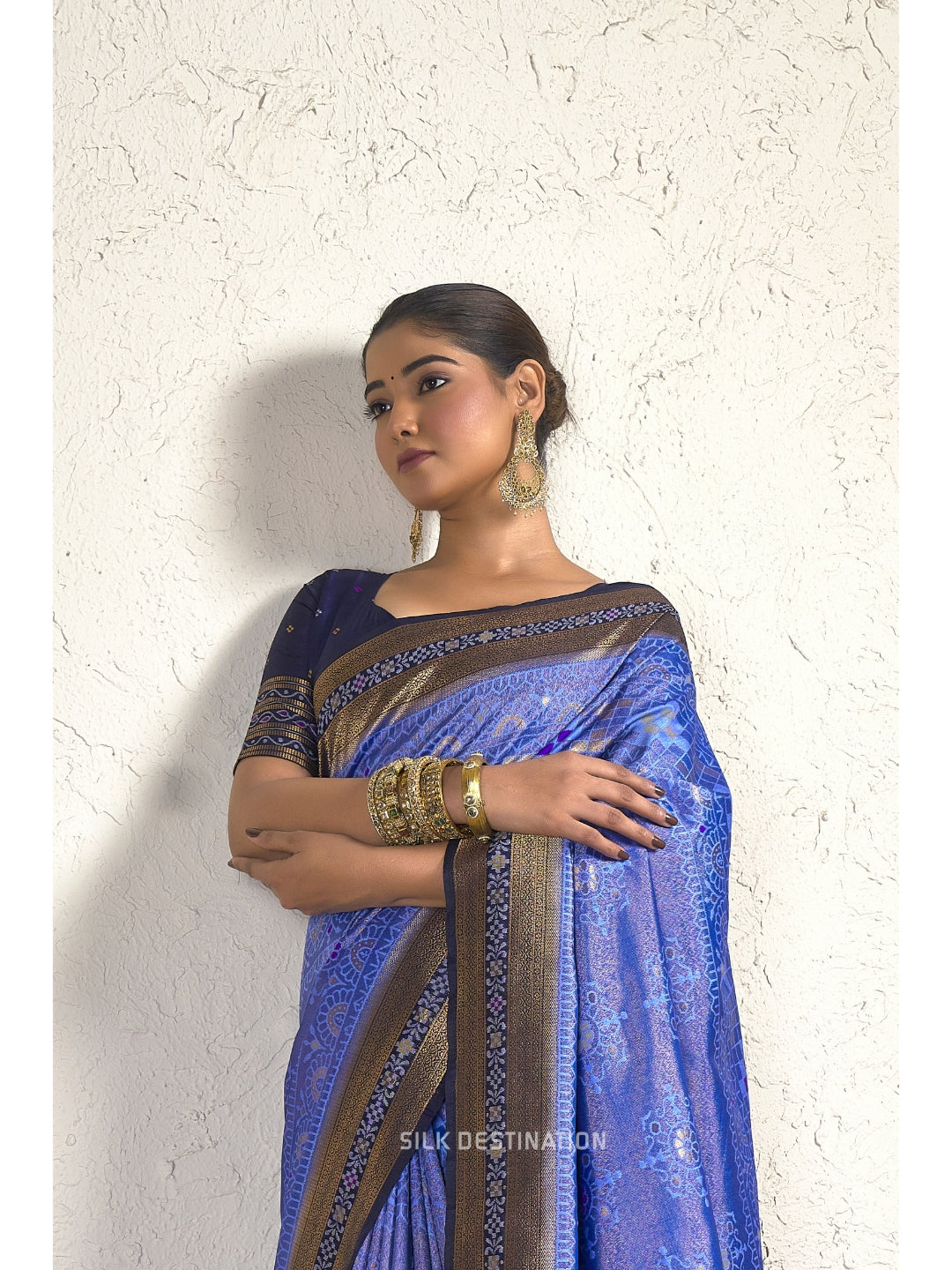 Samudrika Saree: Baby Blue & Bold Blue Pallu with traditional Pasapalli motifs | Sambalpuri Silk Saree