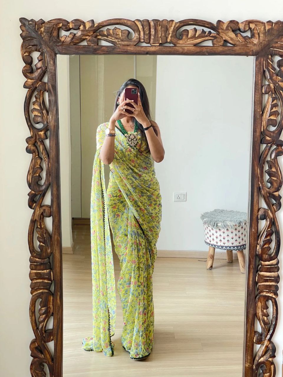 1 Min Ready-To-Wear Beautiful digital print floral design saree